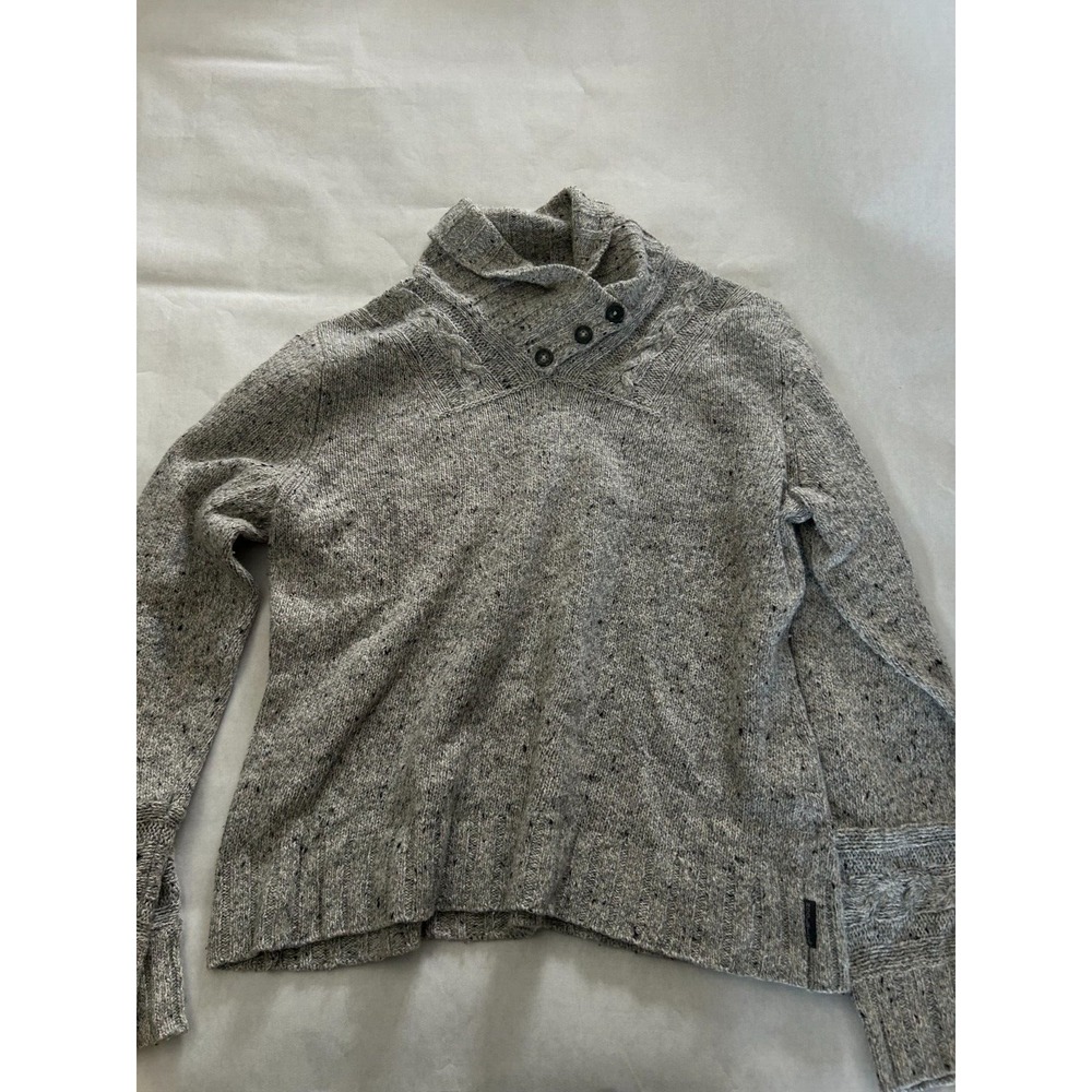 Vintage Woolrich Womens Shawl‎ Colla Small Wool Blend Sweater Gray Grandma Core